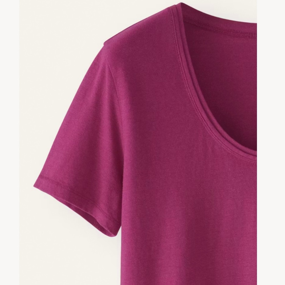 Poetry Women’s Organic Cotton + Hemp Scoop Neck Tee Shirt in Dark Fuschia US 18 - Picture 4 of 11
